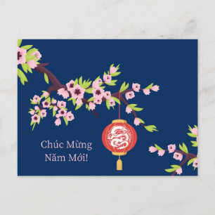 Tet New Year Dragon Hoa Dao Blommars Vykort