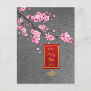 Tet New Year Rosa Hoa Dao Blommars Vykort