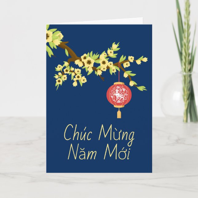 Tet nyår OX Hoa Mai-Blommar Kort (Framsida)