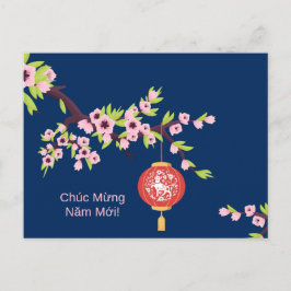 Tet Nyårsdag OX Hoa Dao Blommar Vykort