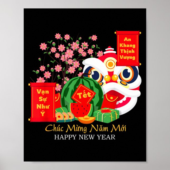 Tet vietnamesiska lunnycket kalender 2025 Glad  Poster (Framsidan)