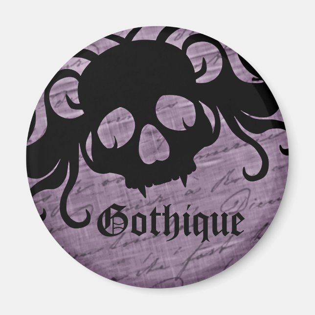 tete de mort gothique avec du noir et violet magnet (Framsidan)