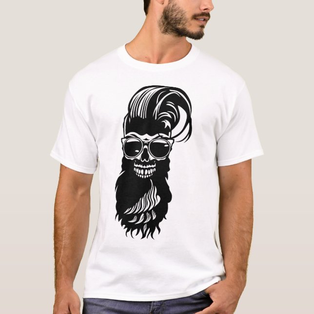 tete de mort hipster babre lunette coiffure punk 2 t shirt (Framsida)