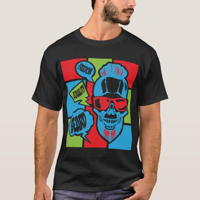 tete de mort hipster citation barbe freedom beard  t shirt (Framsida)