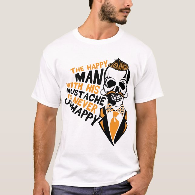 tete de mort hipster citation happy barbu mustache t shirt (Framsida)