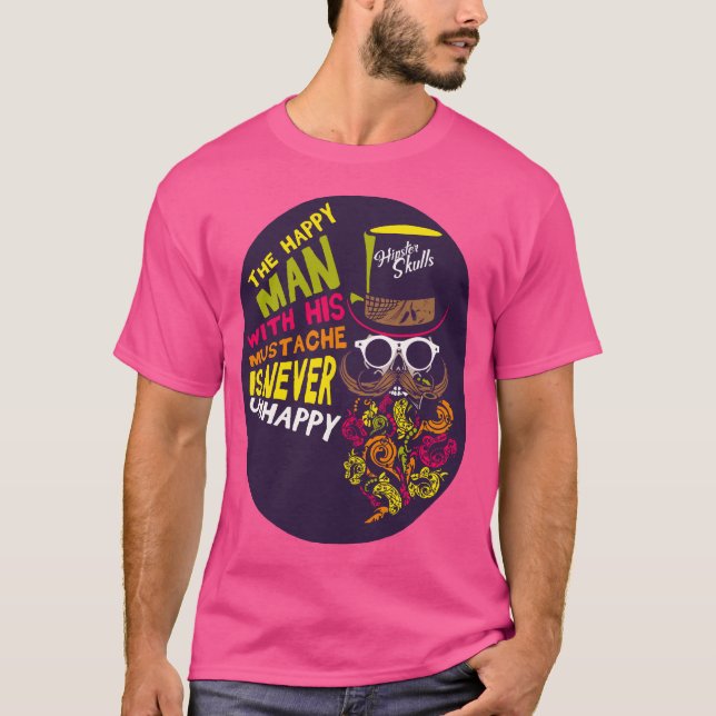 tete de mort hipster citation happy man mustache n t shirt (Framsida)