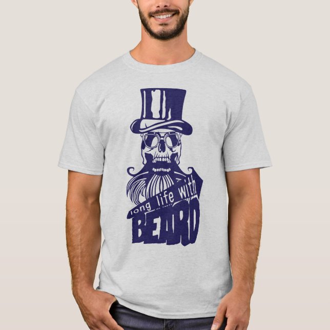 tete de mort hipster citation life beard barbe bar t shirt (Framsida)