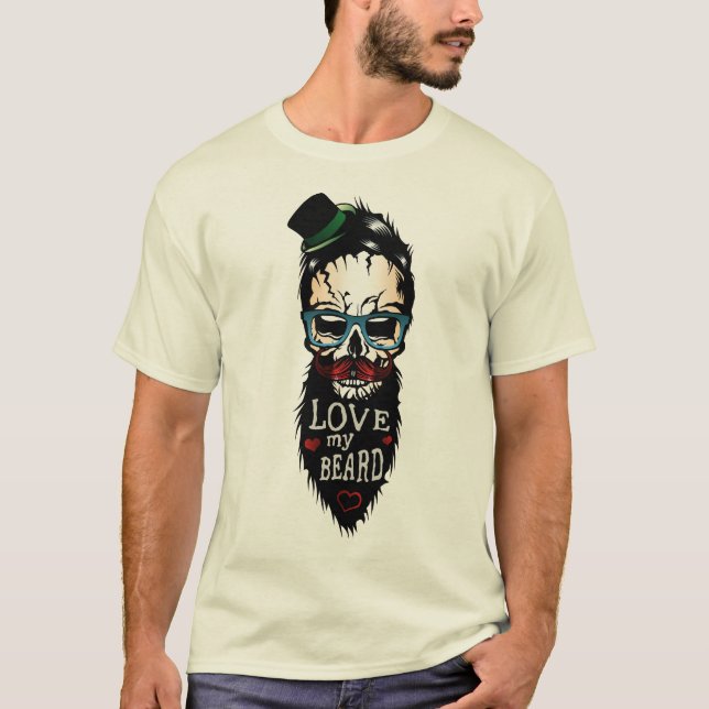 tete de mort hipster citation love my beard humour t shirt (Framsida)