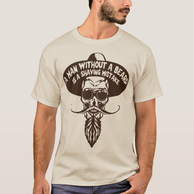 tete de mort hipster citation man beard shaving mi t shirt (Framsida)