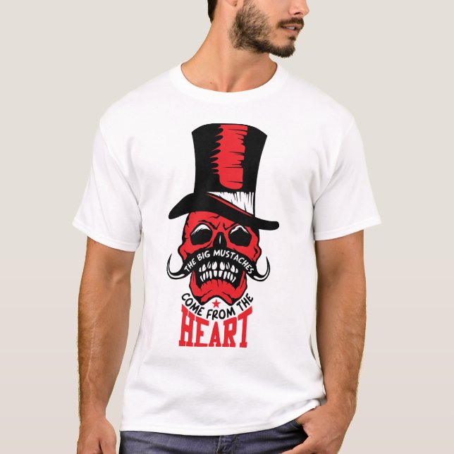 tete de mort hipster citation mustache heart moust t shirt (Framsida)