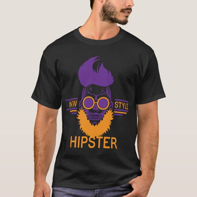 tete de mort hipster citation new style barbe desi t shirt (Framsida)