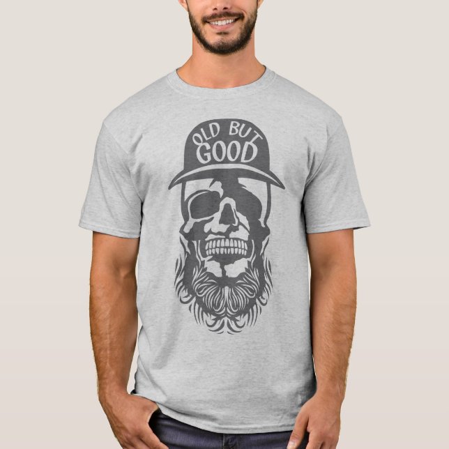 tete de mort hipster citation old good barbe barbu t shirt (Framsida)