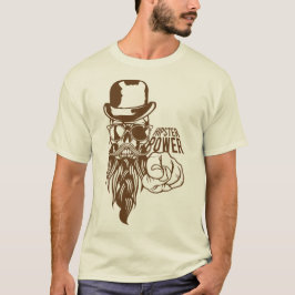 tete de mort hipster citation power barbe moustach t shirt