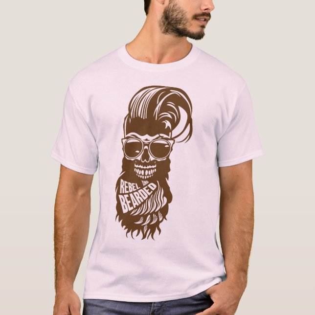 tete de mort hipster citation rebel bearded barbe  t shirt (Framsida)