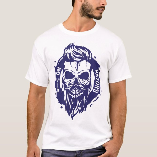 tete de mort hipster citation save razors barbe cr t shirt (Framsida)