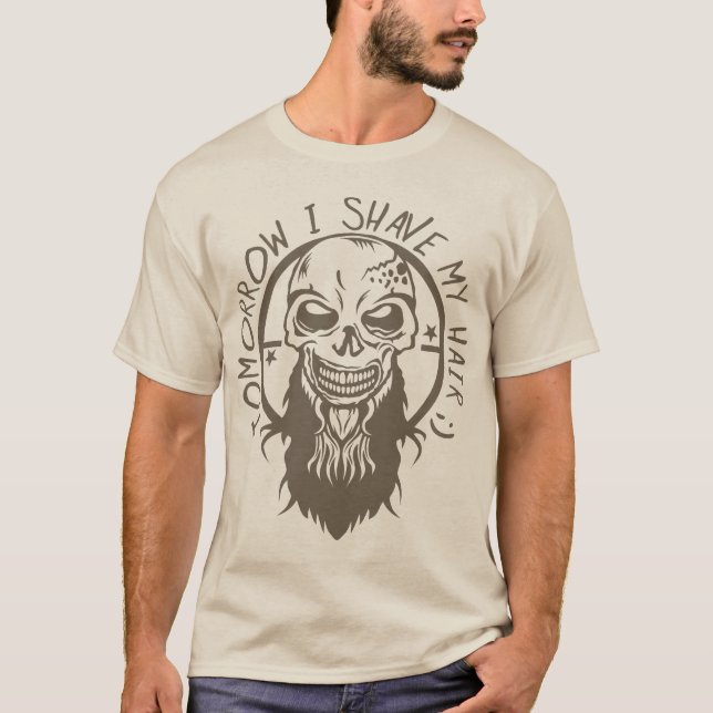 tete de mort hipster citation shave hair barbe bar t shirt (Framsida)