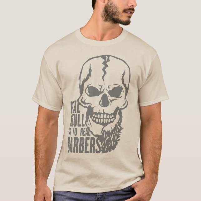 tete de mort hipster real barbers citation skull t shirt (Framsida)