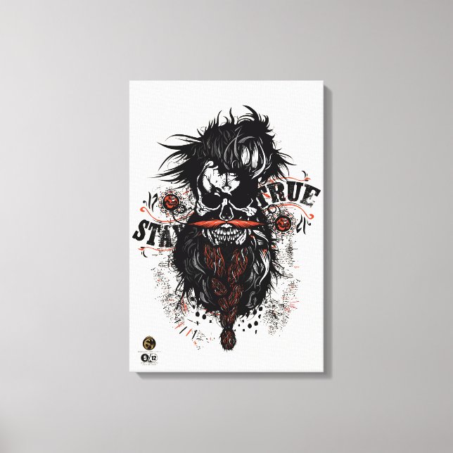 Tête de mort hipster skulls barbu et moustachu sta canvastryck (Framsida)