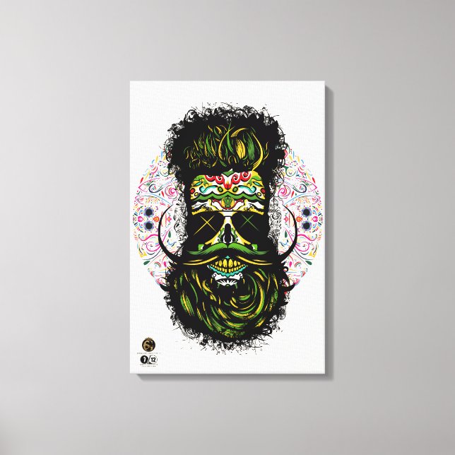 Tête de mort hipster skulls barbu mexicaine canvastryck (Framsida)