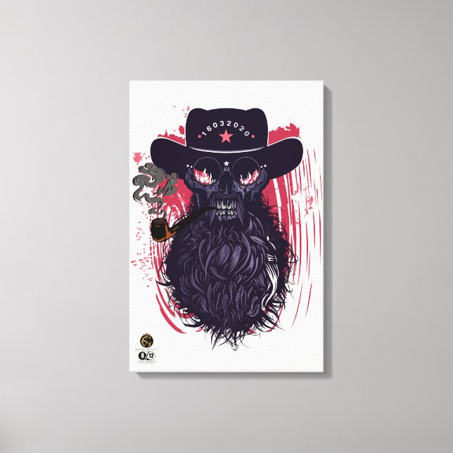 Tête de mort hipster skulls cowboy western canvastryck (Framsida)