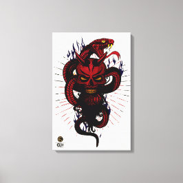 Tête de mort hipster skulls diable serpent tattoo canvastryck