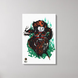 Tête de mort hipster skulls dragon tribal canvastryck