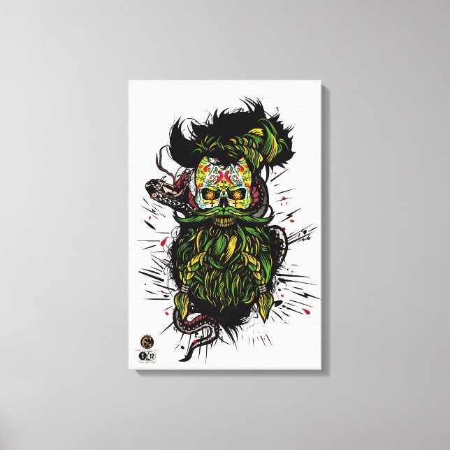 Tête de mort hipster skulls mexicaine serpent tatt canvastryck (Framsida)