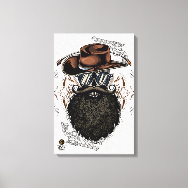Tête de mort hipster skulls western cowboy canvastryck (Framsida)