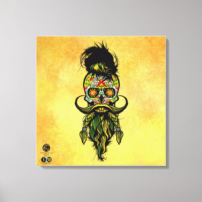 Tête de mort mexicaine hipster skulls barbu et mou canvastryck (Framsida)