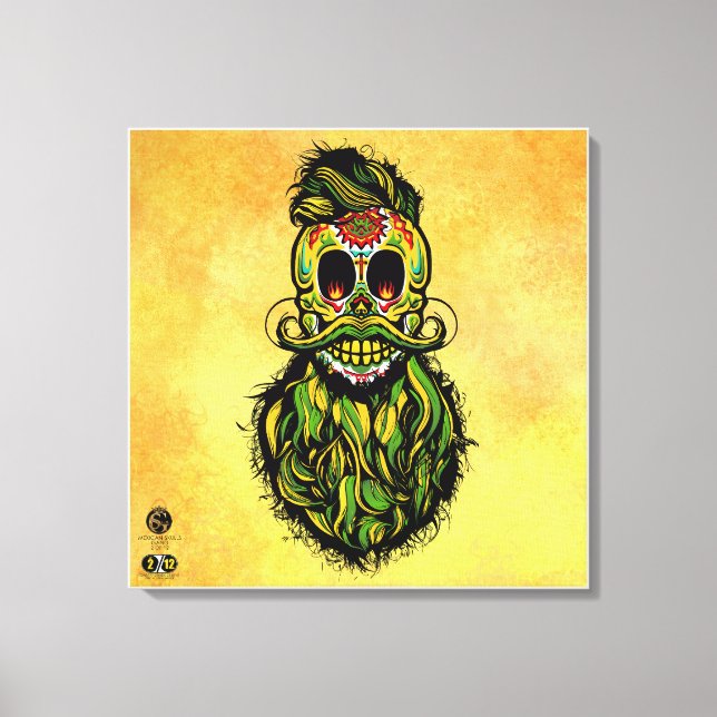 Tête de mort mexicaine hipster skulls barbu et mou canvastryck (Framsida)