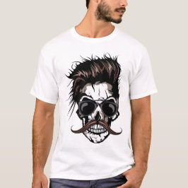 tete de mort moustache hipster crane skull moustac t shirt