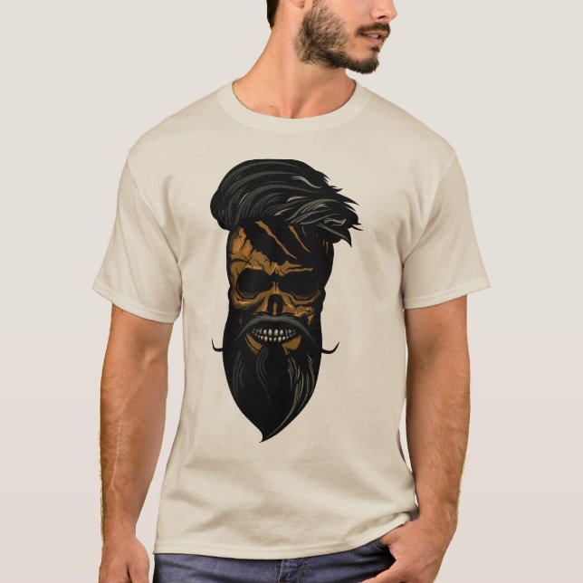 tete de mort skull crane hipster barbu moustache b t shirt (Framsida)