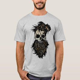 tete de mort skull hipster barbu barbe anneau nez t shirt