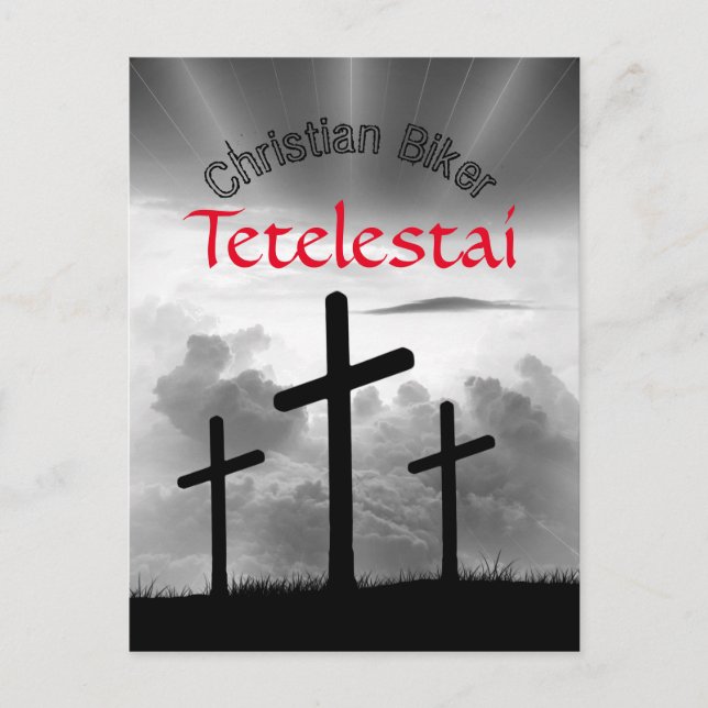 Tetelestai Christian Bikers Scripture Verse Vykort (Framsida)
