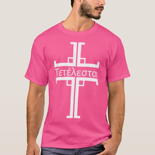 Tetelestai Grekisk kristendom Jesus citat T Shirt (Framsida)