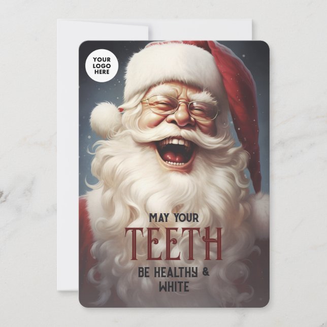 Teth Healthy White Santa Smile Dentist Business Julkort (Framsida)