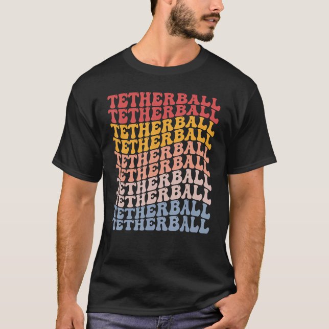 Tetherball Groovy Retro Sports T Shirt (Framsida)