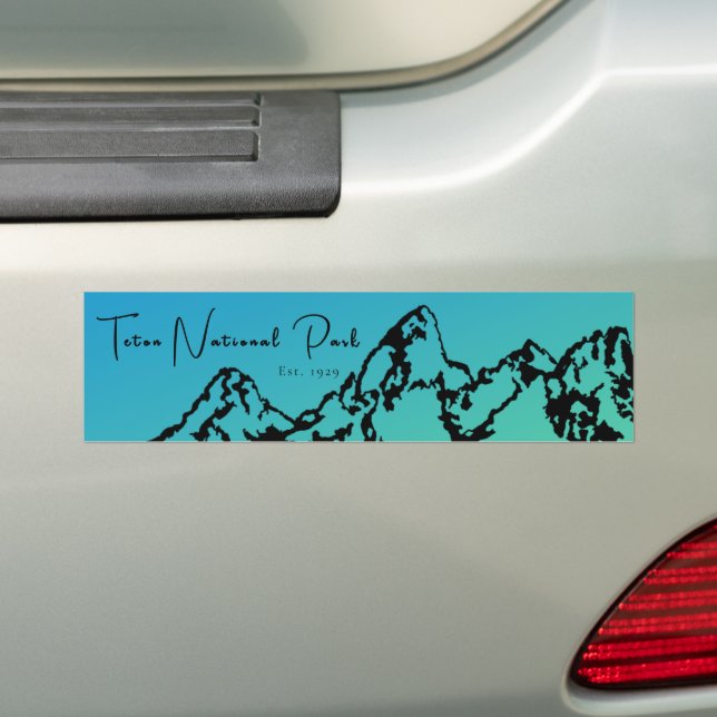 Teton National Park Blue Grönt Bumper Sticker Bildekal (På Bil)