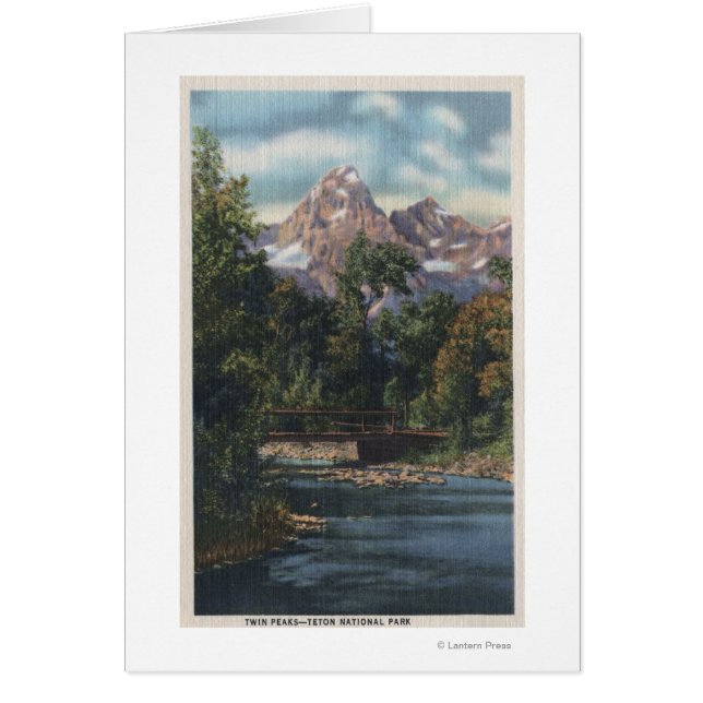 Teton National Park, WY - Twin Peaks View Hälsningskort (Framsidan)