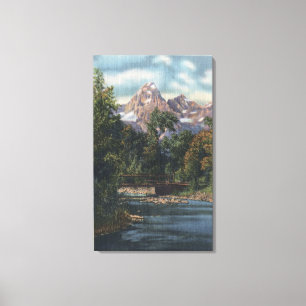 Teton nationalpark, tvilling- WY - nå en höjdpun Canvastryck