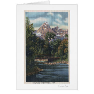 Teton nationalpark, tvilling- WY - nå en höjdpun Hälsningskort