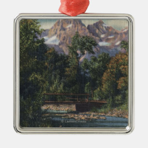 Teton nationalpark, tvilling- WY - nå en höjdpun Julgransprydnad Metall