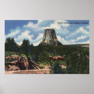 Teton nationalpark, WY - djävulen torn nära Poster
