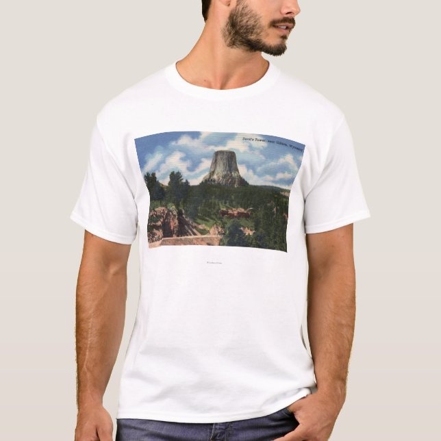 Teton nationalpark, WY - djävulen torn nära T-shirt (Framsida)