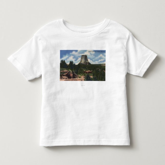Teton nationalpark, WY - djävulen torn nära T-shirt (Framsida)