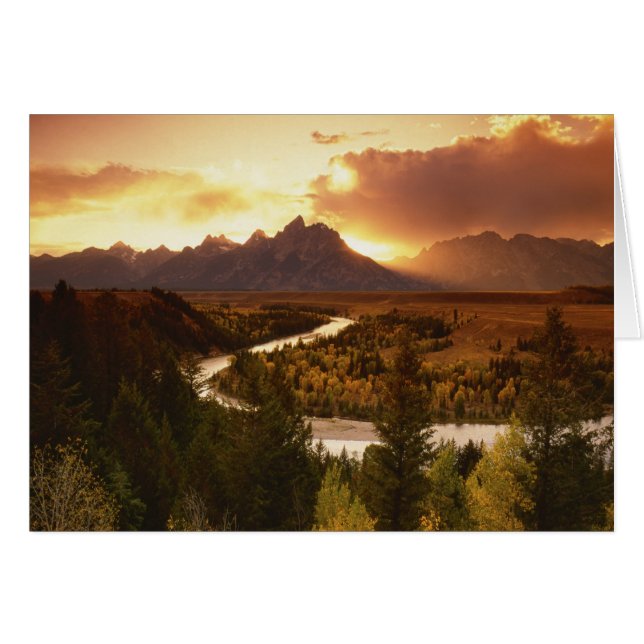 Teton Range vid solnedgång, från Snake River Hälsningskort (Framsidan Horizontal)
