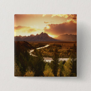 Teton Range vid solnedgång, från Snake River Knapp
