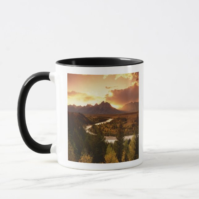 Teton Range vid solnedgång, från Snake River Mugg (Vänster)
