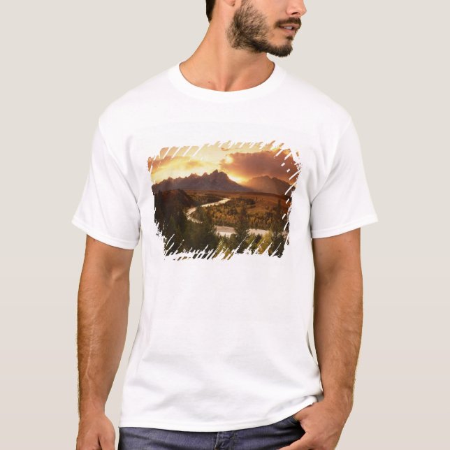 Teton Range vid solnedgång, från Snake River Tee (Framsida)