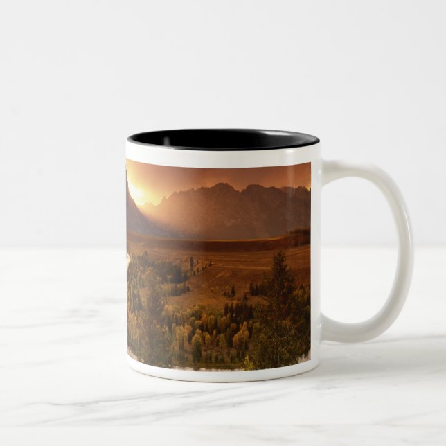 Teton Range vid solnedgång, från Snake River Två-Tonad Mugg (Höger)
